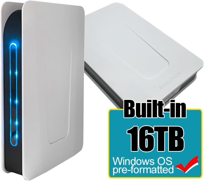 Avolusion PRO-T5 Series USB 3.0 External Hard Drive for WindowsOS Desktop PC/Laptop (White) - (16TB) (Renewed)