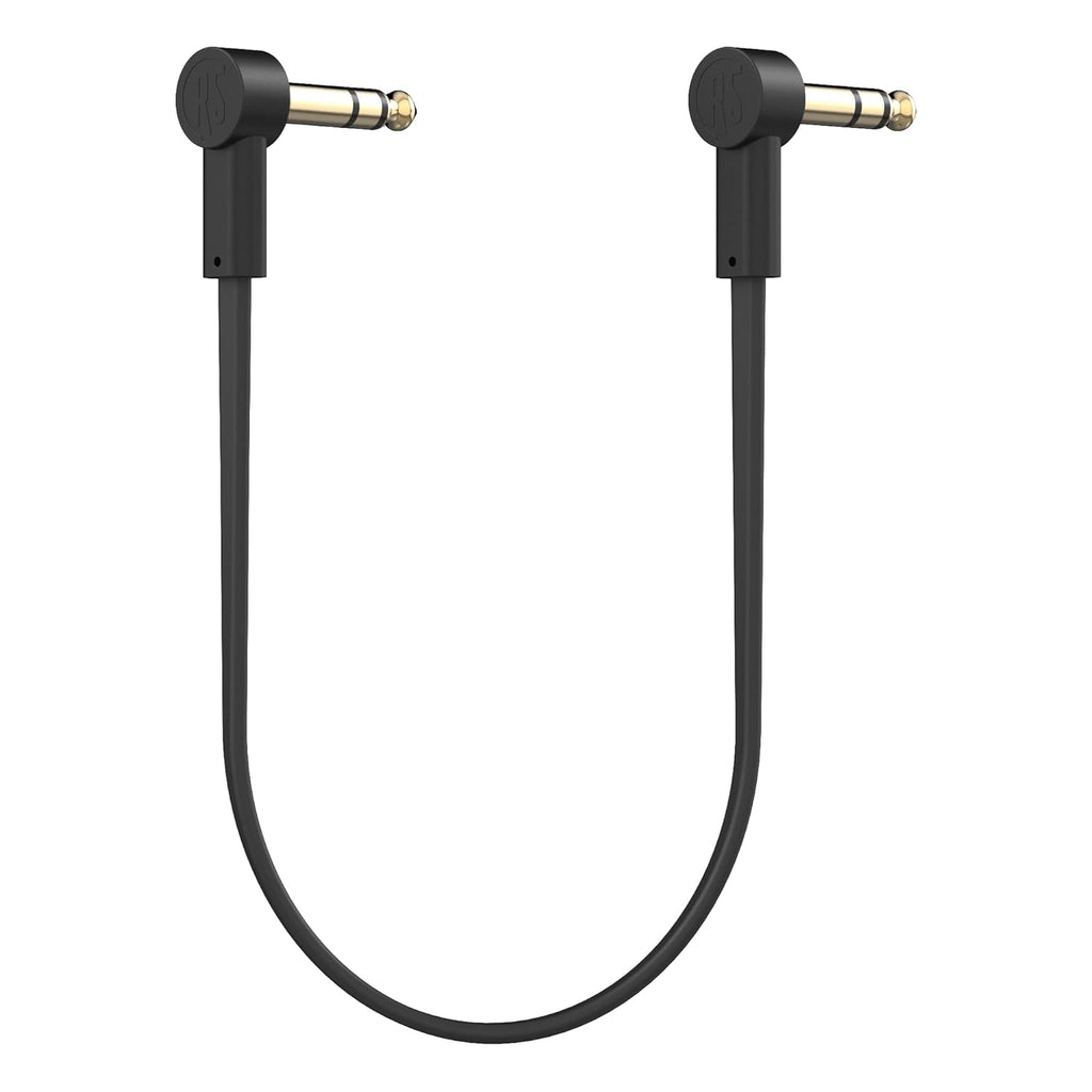 Rock Stock 1/4" Stereo TRS Flat Patch Cables - 36" Ultra-Thin, Right Angle, Low Profile, Gold Plated, Braided Shielding - Maximize Pedalboard Space, Eliminate Noise, Connect Guitar Effects Pedals