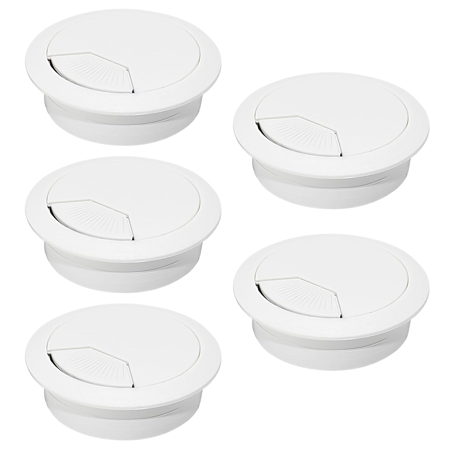 5 Pcs Desk Grommet 2" / 50 mm, Desk Cord Hole Cover, Cable Grommet ABS Plastic, Desk Hole Grommet for Home & Office Pc, Detachable Adjustable Cable Cord Organizer-White
