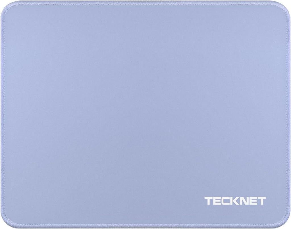 TECKNET Mouse Pad 270 x 210 x 3 mm with Anti-fray Stitchin, Waterproof Surface & Non-Slip Rubber Base with Stitched Edges Gaming Mouse Mat for Laptop，Compatible with Laser and Optical Mice - LT.Blue