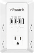 20W PD Fast Charging Wall Outlet with USB Ports (3C1A), Electrical Outlet Extender, Surge Protector, Wall Plug Adapter for Multiple Devices, Wall Socket Expander