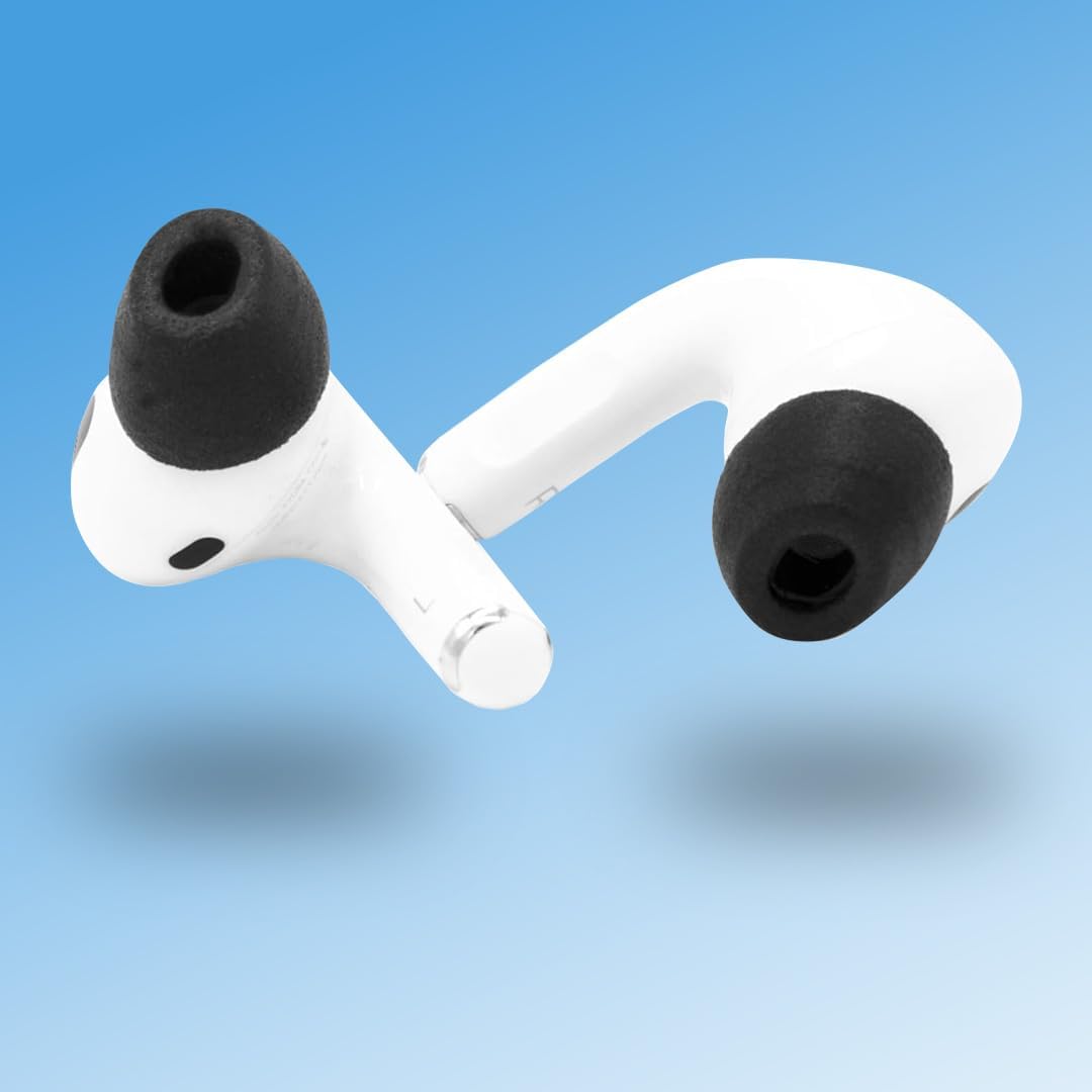 Comply Memory Foam Replacement Earbud Tips for Apple AirPods Pro 1 & 2 | Ultimate Comfort, Secure Fit, Superior Noise Isolation | Anti Slip, Prevent From Falling Out | Black, Large (3 Pairs)
