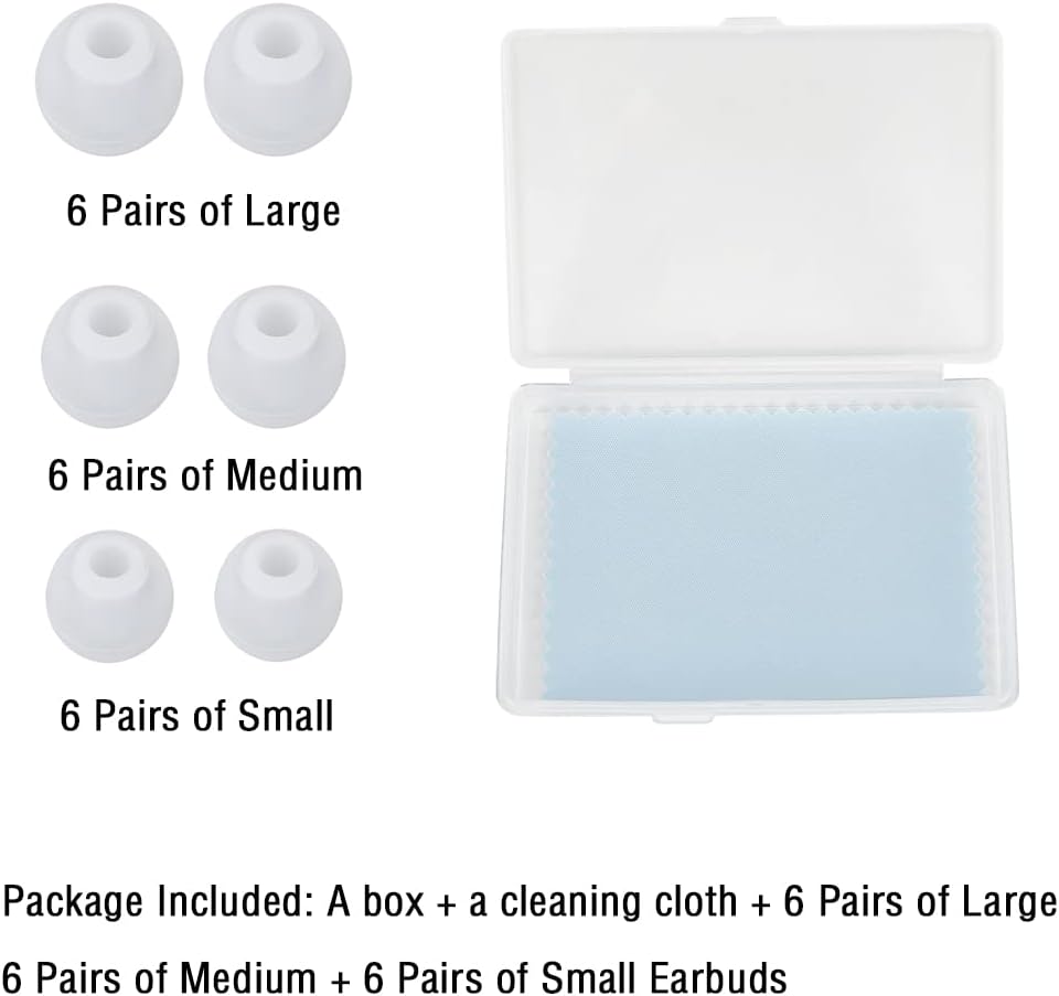 Silicone Ear Tips Replacement Earbud Tips for In-Ear Headphones (Inner Hole 3.8mm-5.5mm) 18 Pairs S M L