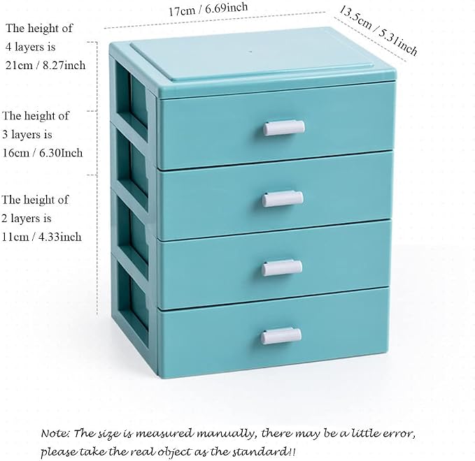 Desk Organizer with 2 Drawers, Solid Color Plastic Desk Storage Box, Desktop - Image 3