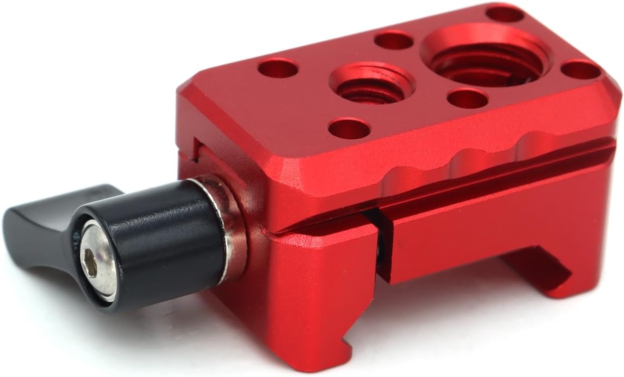 NATO Clamp Adapter,NATO Rail Lock Clamp Mount Quick Release with 1/4" 3/8" ARRI Thread for Camera Cage Handle Monitor LED Light Microphone Cold Shoe Magic Arm (Red)
