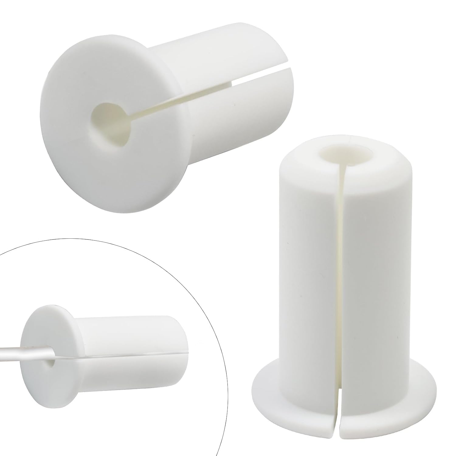 2pc Starlink Cable Grommet 3/4" Silicone Waterproof Wall Hole Pass Through Split Cable Bushings for TV Wire Ethernet Cord, Starlink Cable Routing Kit Accessories, 38mm/1.5" Ht, White