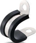 100PCS Cable Clamps 1/2 Inch 304 Stainless Steel Cable Clamps Rubber Coated Cushioned Insulated Cable Clamp,Automotive Wire Clamps,Pipe Clamps,Metal Clamp for Tube,Wire Cord Installation(13mm)