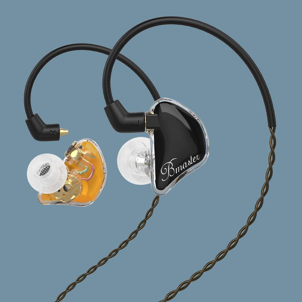 BASN in-Ear Monitors, Bmaster Triple Driver HiFi Stereo Noise-Isolating with Enhanced Bass for Musicians Stage/Audio Recording (PRO Golden/Black)