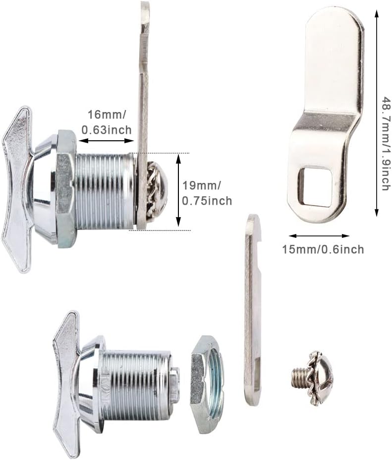 Thumb Operated Offset Cam Lock,Replacement Keyless Compartment Latch, Non-Locking Compartment Lock for RV, Camper, Vehicles, Storage Door Cabinet Mailbox Drawer(Color:S: 19 x 16mm)