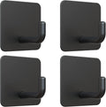 VIS'V Adhesive Hooks, Metal Shower Wall Stick on Hooks, Waterproof, 2 Extra Adhesive Strips, Black, 4 Pcs