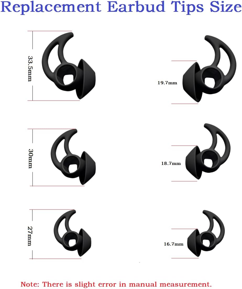 3 Pairs Earbud Tips Small，Eartips Compatible with Bose QuietComfort Earbuds and Sport Earbuds，Black