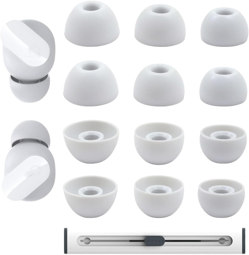 Replacement Silicone Ear Tips for Beats Fit Pro/Studio Buds/Studio Buds+ Headphone, 6 Pairs Earbuds Eartips L/M/S, Eargels Set Fit in Case, Earplug Ear Cap (Silver White with Pen)