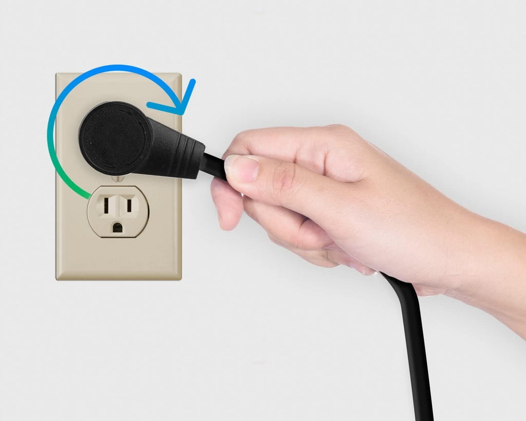 Maximm Monitor Computer Power Cord 8 Ft Flat Plug 360° Rotating PC Cable 3 Prong for, Desktop, Printer, Scanner, 16 AWG NEMA 5-15P to IEC13 - UL Certified