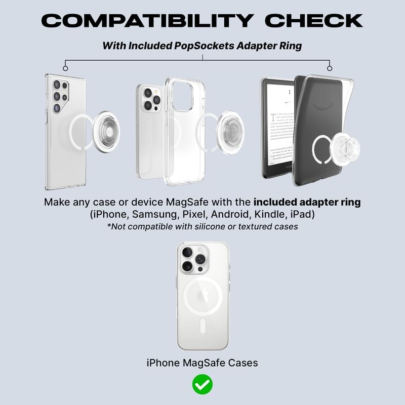 PopSockets Phone Grip for MagSafe with Kickstand, Magnetic Stand, Swappable Top, Secure Hold for iPhone MagSafe Cases, Phone & Tablet Grip - Aurange Translucent
