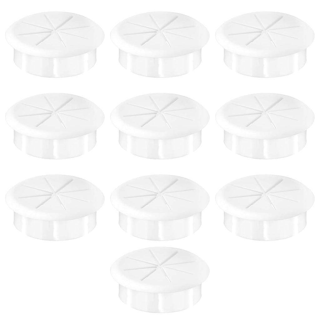 2-3/8" White Desk Grommet, JTemgle Flexible Cable Grommet Rubber Cable Hole Cover Wire Organizer Caps Desktop Cord Management for Home Office TV Stands Tabletops, 10 Pieces