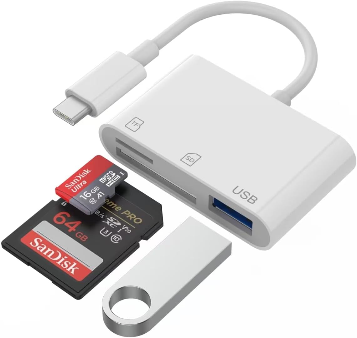 SD Card Reader USB C, USBC to Micro SD Memory Card Adapter Dual Slots with USB 2.0 Camera Adapter for Digital Camera, iPhone 15/16/17, iPad, Mac, MacBook Pro/Air, Android, Laptop