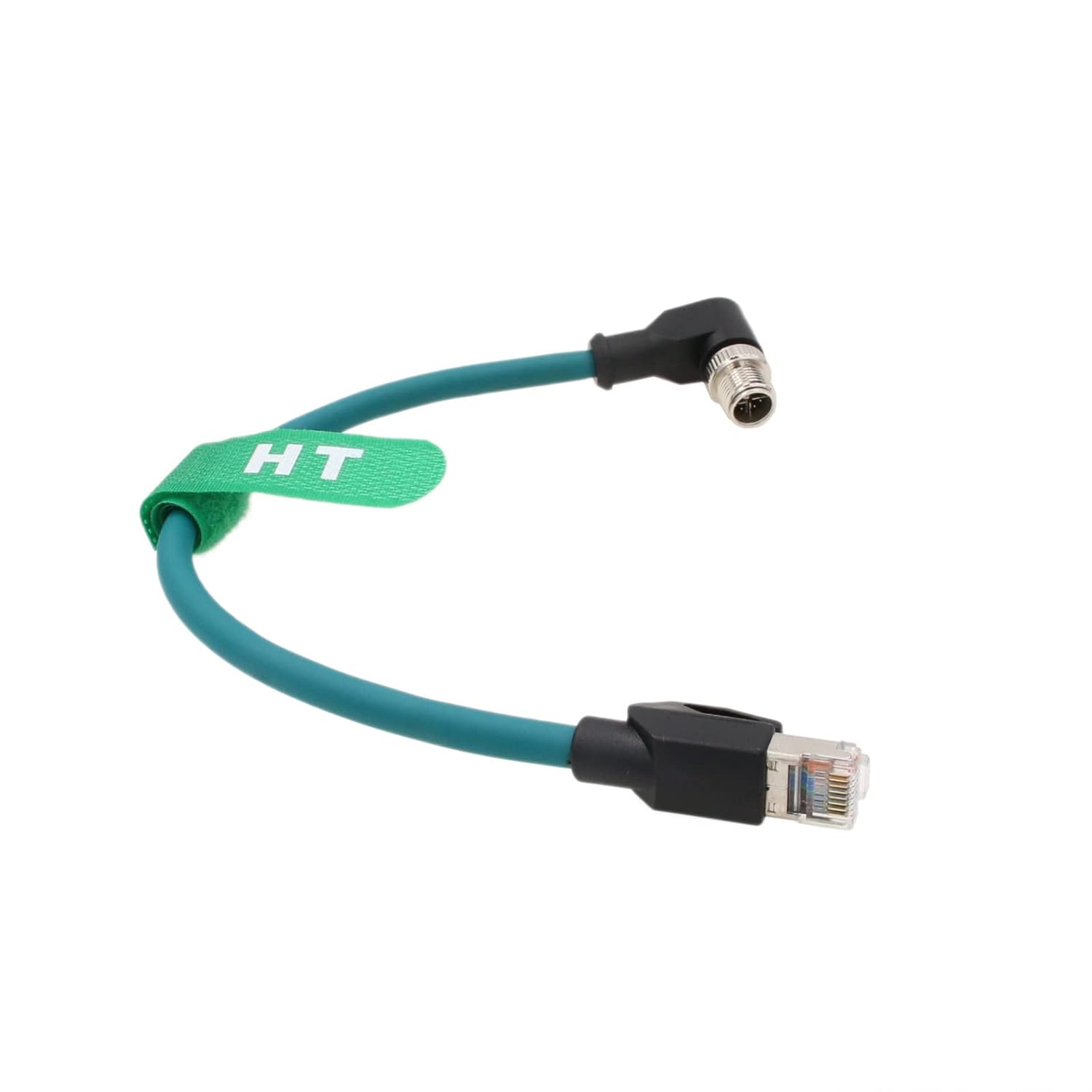 Ethernet Right Angle M12 8 Pin X-Coded RJ45 CAT-7e GigE High Speed Cable for Cognex Baumer Camera Sensor Switcher Router PLC 30cm