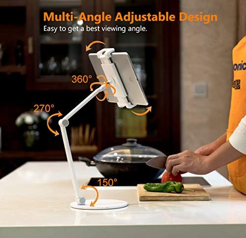 Surface Pro Stand, iPad Pro 12.9 Holder, Multi-Angle Adjustable Tablet Stand Holder for 4.7''- 13'' Screen Microsoft Surface Pro Series, iPad Pro 11/12.9, iPad, mini, Air and More (White)