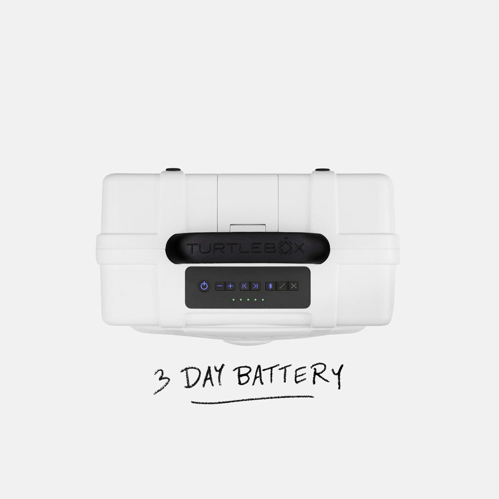 Turtlebox Original Gen 3: Portable Outdoor Bluetooth Speaker – Ultra-Loud (120dB), Waterproof (IP67), Rugged, Impact-Resistant, 3-Day Battery | Party Mode: Unlimited Pairing Stereo, White/Royal Blue