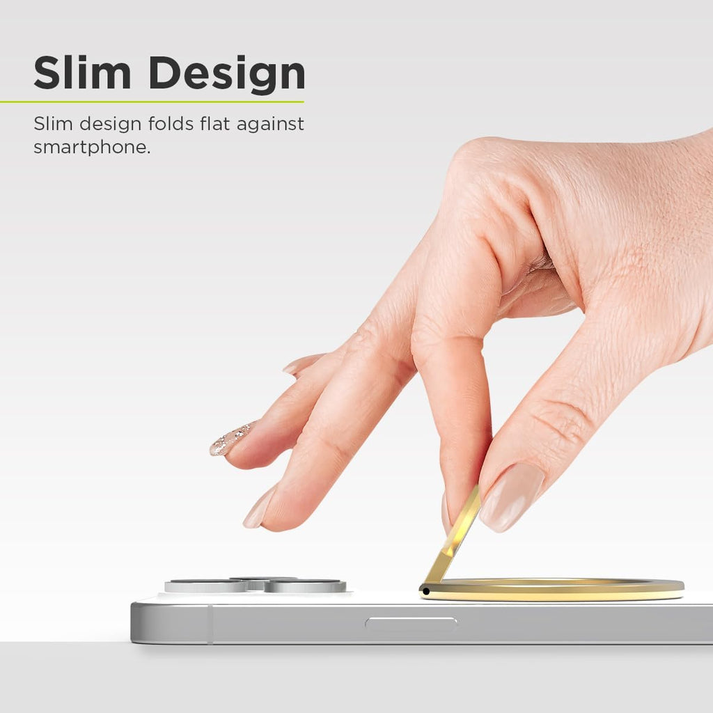PureGear Magnetic Phone Grip Ring Stand, Magnetic Phone Ring Holder for MagSafe iPhone 16, 16 Pro, 15, 15 Plus, 14, 14 Plus, 14 Pro, 14 Pro Max, 13, 12 Adjustable Kickstand(Gold with Silver Glitter)