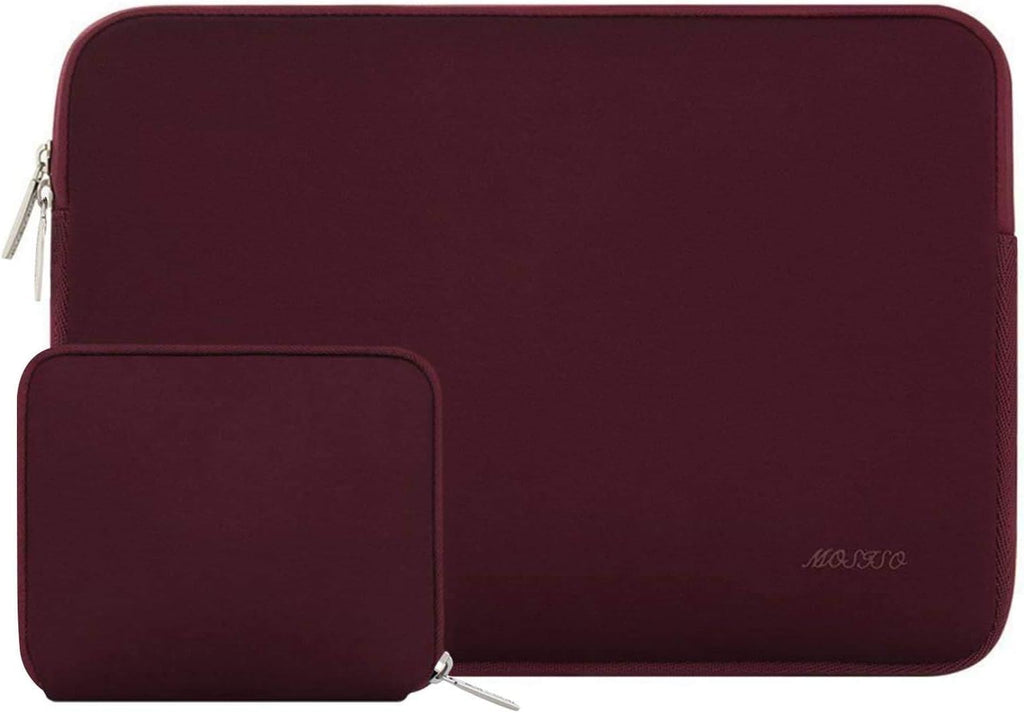 MOSISO Laptop Case 13.3 inch, 13-13.3 inch Laptop Sleeve Bag Compatible with MacBook Air/Pro 13/Pro 14 M5 M4 M3 M2 M1, HP Dell ASUS Lenovo, Neoprene Computer Sleeve Bag with Small Case, Wine Red