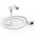 Right Angle Ethernet Extension Cable Down Angle1.5ft-White, 90 Degree CAT6 Ethernet Patch Cable RJ45 LAN Cable Extender Male to Female Connector for Router Modem Smart TV PC Computer Laptop