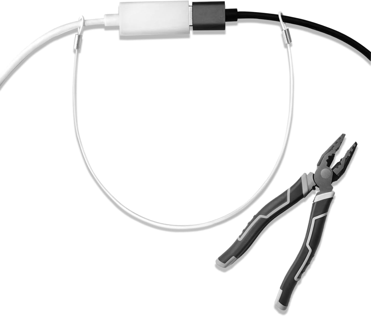Cable Tethers 10 Pack with Crimping Tool (12 Inches, White Color), Adjustable Security Cable Look, Universal DIY Adapter Tethering Ties Kit for Computer Cord, Pre-Assembled, Tamper-Resistant