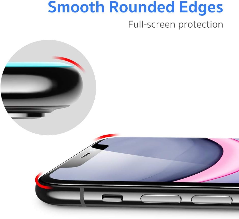 ESR Full-Coverage Tempered-Glass Compatible for iPhone 11 Screen Protector/iPhone XR Screen Protector [2-Pack] [Easy Installation Frame] [3D Curved Edges] for iPhone 11, iPhone XR