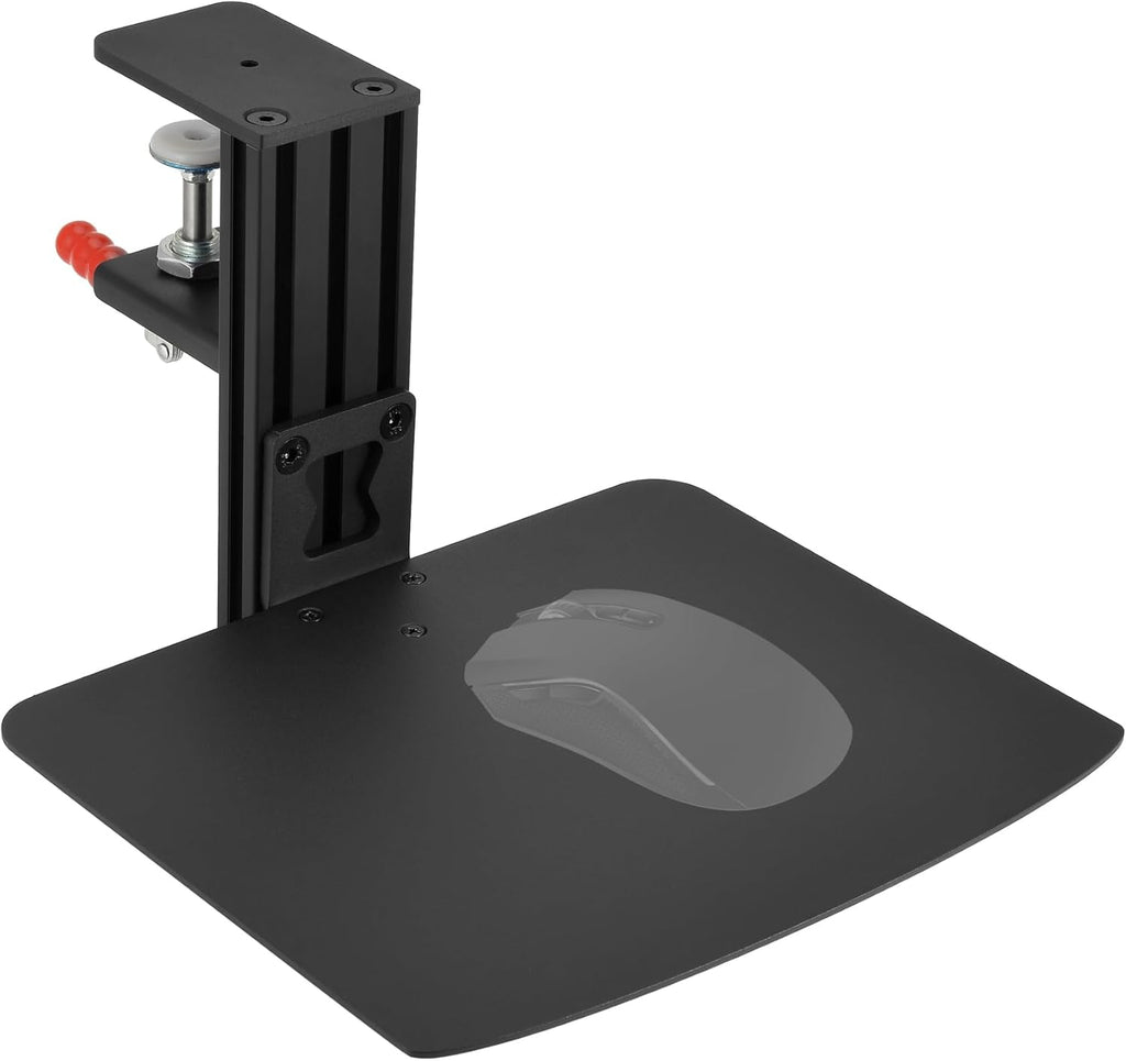 Metal Clamp-on Adjustable Computer Mouse Pad and Device Holder for Desks, Metal Computer Mouse Desk Mount Pad, 10.63" x 8.66" Ergonomic Desk Extender Tray, Fits up to 4 Inch Desktops, Black