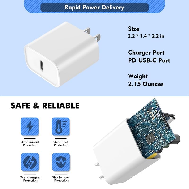 [Apple MFi Certified]6FT iPhone Fast Charger Cord,2Pack USBC i Phone Charge 20W PD USB C Fast Wall Charger Block Lightning Fast Charging Cable for iPhone 14/Pro/Pro Max/Plus/13/12/11/XS/XR/SE2022/iPad