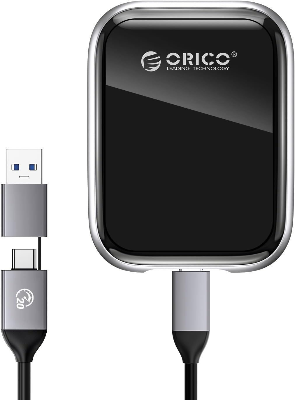 ORICO 512GB External SSD Up to 2000MB/s Portable Solid State Drive, USB 3.2 Gen 2x2 20Gbps with 2 in 1 USB C Cable, Compatibility with MacBook, iPad, iPhone 15, PSSD - A20