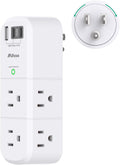 PD20W USB Outlet Extender Surge Protector - with Rotating Plug, 6 AC Multi Plug and 3 USB Ports (2 C), 3-Sided Swivel Power Strip Spaced Splitter for Home, Office, Travel