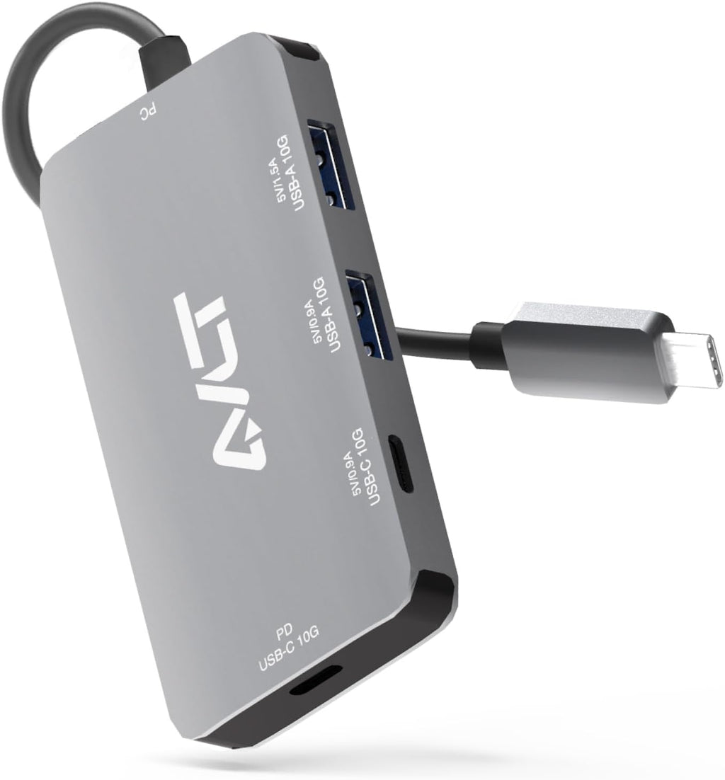 AVLT 4-Port USB 3.1 Gen 2 Type C 10G Hub with 85W PD Charging - Portable Multiport Adapter – Fast Data Transfer and Charging for MacBook, Laptop, PC, iPad (Does NOT Support USB-C Monitor)