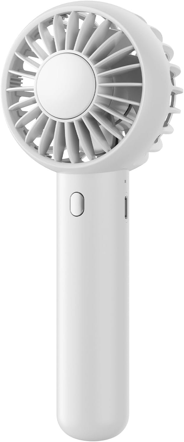 Gaiatop Mini Portable Fan, Small and Powerful, Cute Design 3 Speed Personal Handheld fan and Desktop with Base, Lightweight USB Rechargeable for Travel Lash Makeup Girl Women Summer Gift White