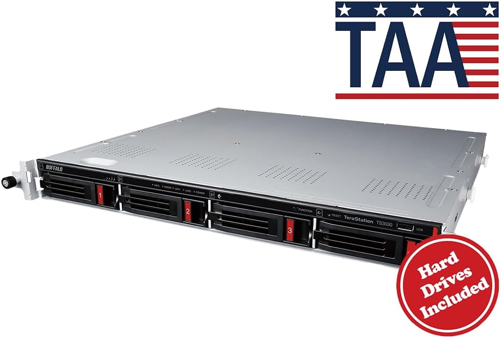 BUFFALO TeraStation 3430RN 4-Bay 8TB (2x4TB) Rackmount Small-Med Business NAS w/Hard Drives Included