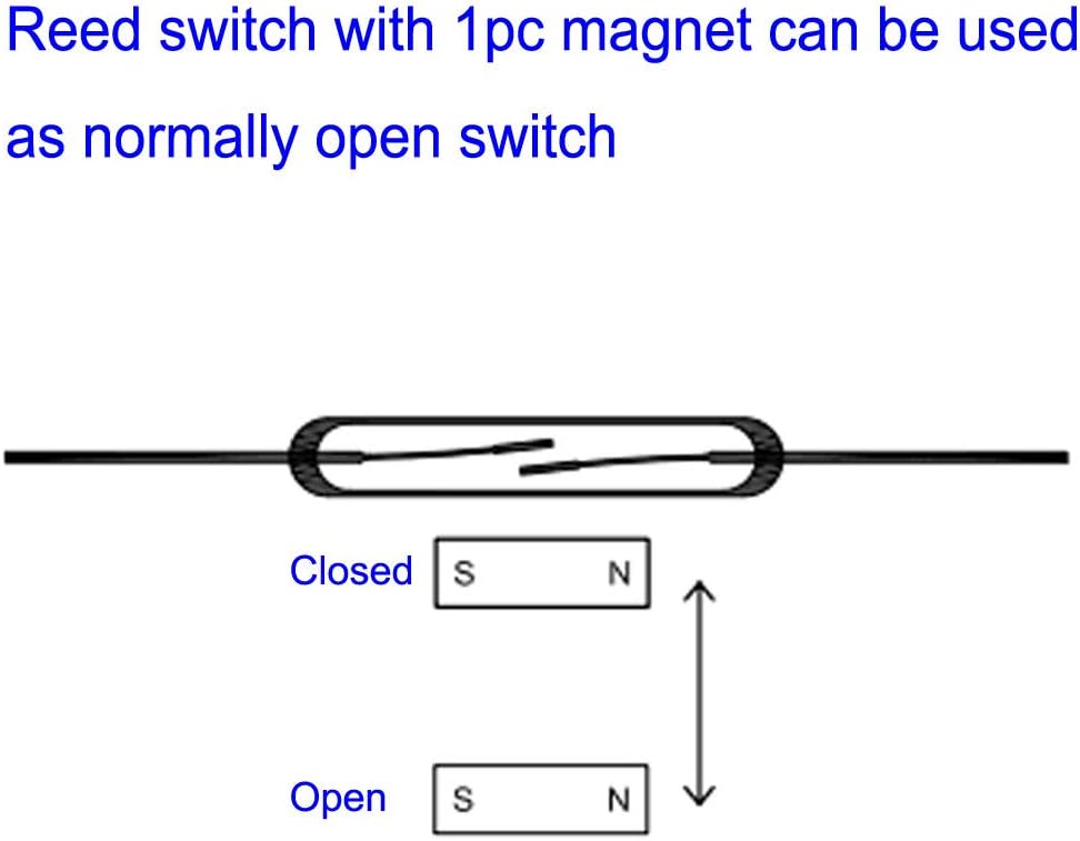 30pcs Reed Switch, Normally Open (N/O) Magnetic Induction Switch, Miniature Reed Contact (2mm x 14mm)