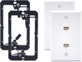 VCE 2-Port Ethernet Wall Plate (UL-Listed), CAT6 Wall Plate and Jack, RJ45 Keystone Wall Outlet with Single Gang Low Voltage Mounting Bracket, White 2-Pack