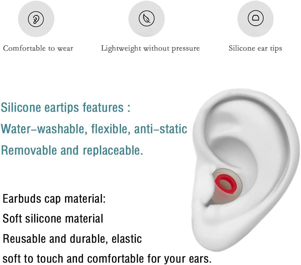 10 Pairs Small Earbud Tips Replacement Ear Tips for in- Ear Headphones Ear Bud Covers Silicone Earbuds Rubber Tips (Clear Red)