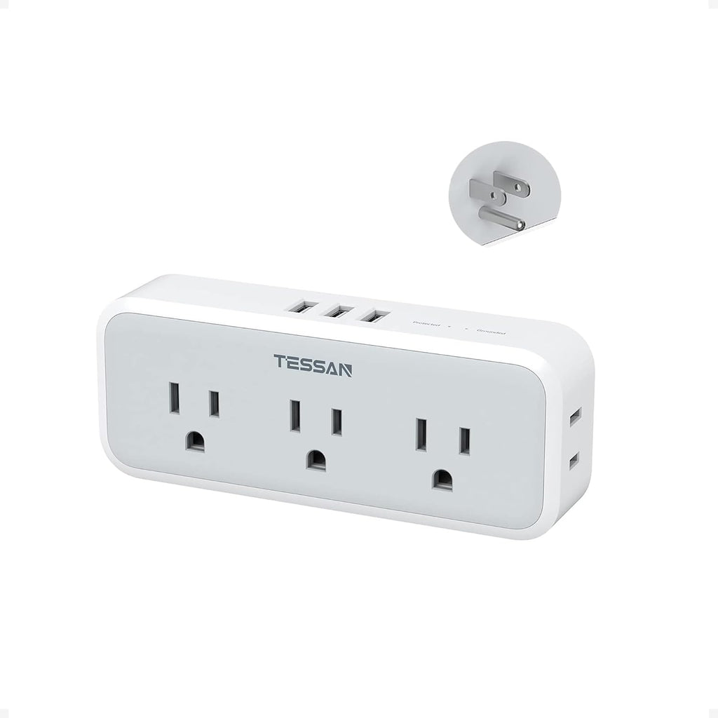 Multi Plug Outlet Splitter, TESSAN Wall Surge Protector 5 Outlet Extender 3 USB Charger Adapter, 3 Way Multiple Power Electrical Plug Expander