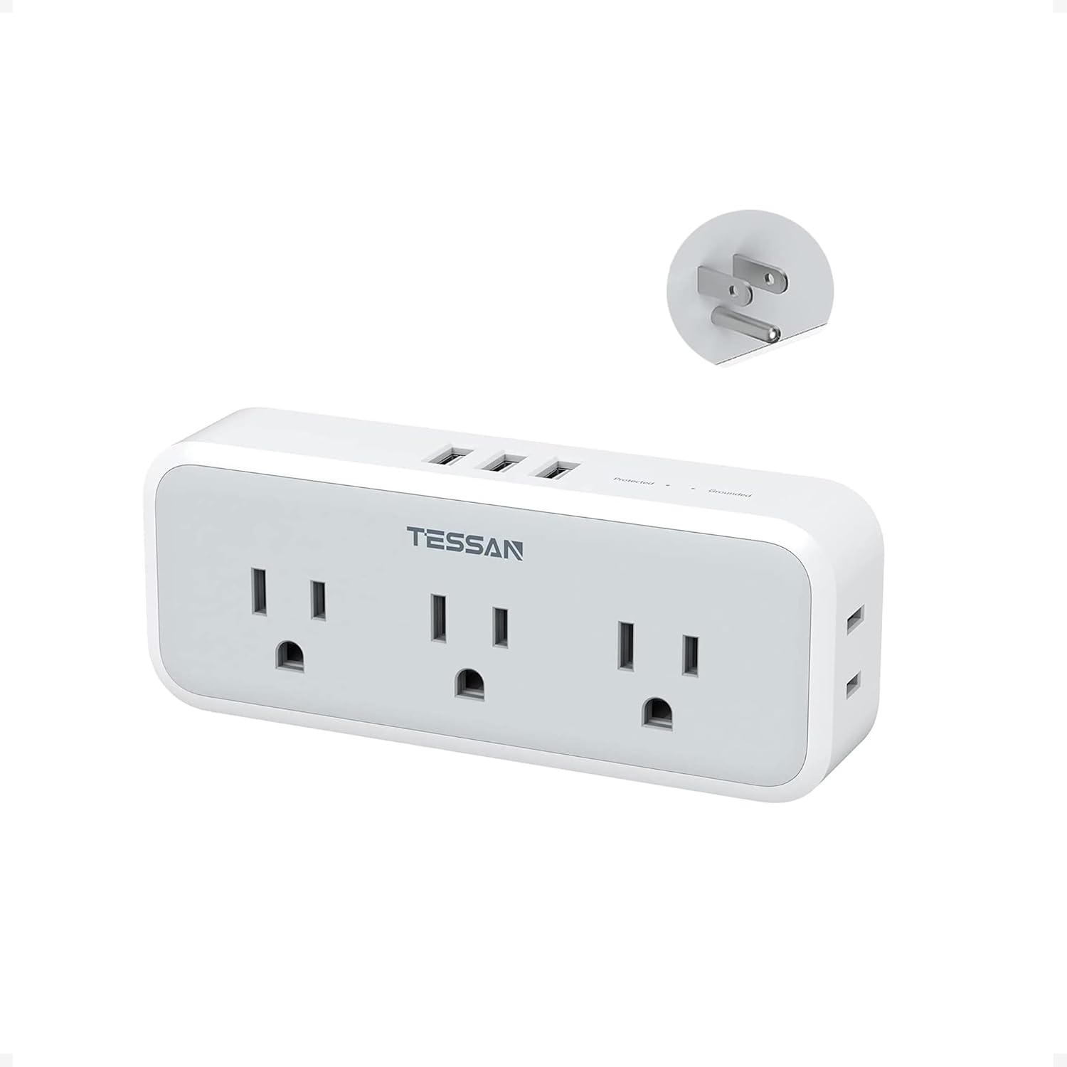 Multi Plug Outlet Splitter, TESSAN Wall Surge Protector 5 Outlet Extender 3 USB Charger Adapter, 3 Way Multiple Power Electrical Plug Expander