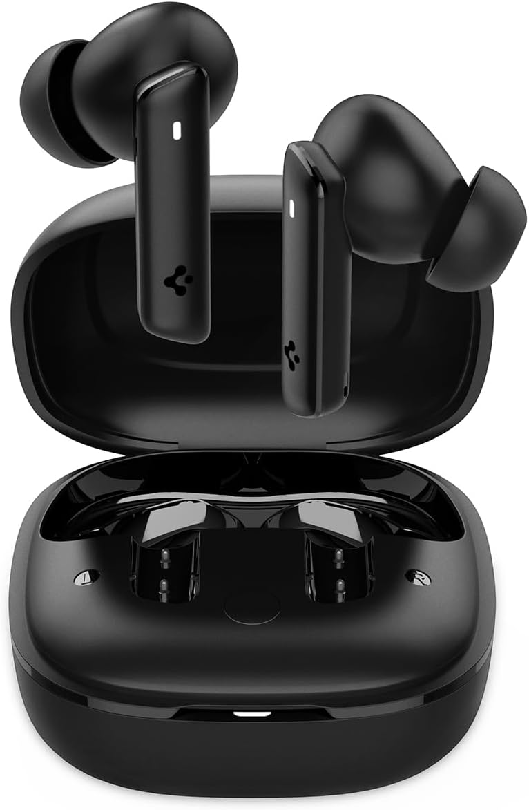 Spigen True Wireless Earbuds, Active Noise Cancellation Bluetooth Headphones with 30H Playtime, EQ Customizing App, 6 Mics, Gaming Mode, LCP Graphene Driver - Black