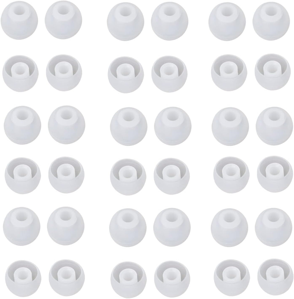36 Pieces Medium Earbud Tips Soft and Comfortable Ear Bud Replacement Pieces Silicone Fit Most in-Ear Headphones，Inner Hole 3.8mm -5.5mm，Medium Clear White Replacement Eartips
