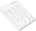 Macally Bluetooth Number Pad for Laptop, Apple, Mac, iMac, MacBook Pro/Air, Ipad, Windows PC, Tablet, or Desktop Computer - Rechargeable 18 Key Wireless Numeric Keypad - White Bluetooth 10 Key Numpad