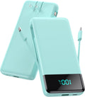 Portable Charger for iPhone with Built in Cables and Wall Plug,Upgraded 13800mAh Fast Charging USB C Power Bank,4 Outputs Travel Essential Battery Pack Compatible with iPhone 15/14/13/12,Samsung-Green