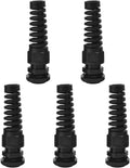 Strain Relief Cord Connector, CGELE 5 Pack NPT 1/2" Waterproof Cable Gland Cord Grip Spiral Adjustable Connector Strain Relief Cord Connectors Joints Nylon with Gaskets