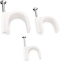 Pro-Grade, Cable Clips with Steel Nails 5mm, 7mm, 9mm Wire Holders and Tacks 100 Per Size. Durable, Easy Install, UV Resistant Plastic Clips to Organize Coax, Ethernet, Cat5, Cat6 and Other Cords.