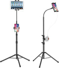Tripod Stand for Ipad,Gooseneck 65-inch Floor Stand for Tablet,Floor Stand for iPad Tripod with 360° Rotating Mount for Mini, Air, Pro and All 4.7-11.9 Inch Tablet and Phone