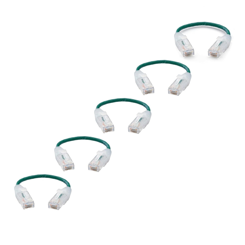 TRUECABLE Cat6 Component Rated Patch Cable, Unshielded (U/UTP), 6in, Green, 28AWG Solid Copper, Snagless 10G High-Speed Ethernet Cable, PoE++ 4PPoE 100W, UL Listed, RoHS-3, 5 Pack