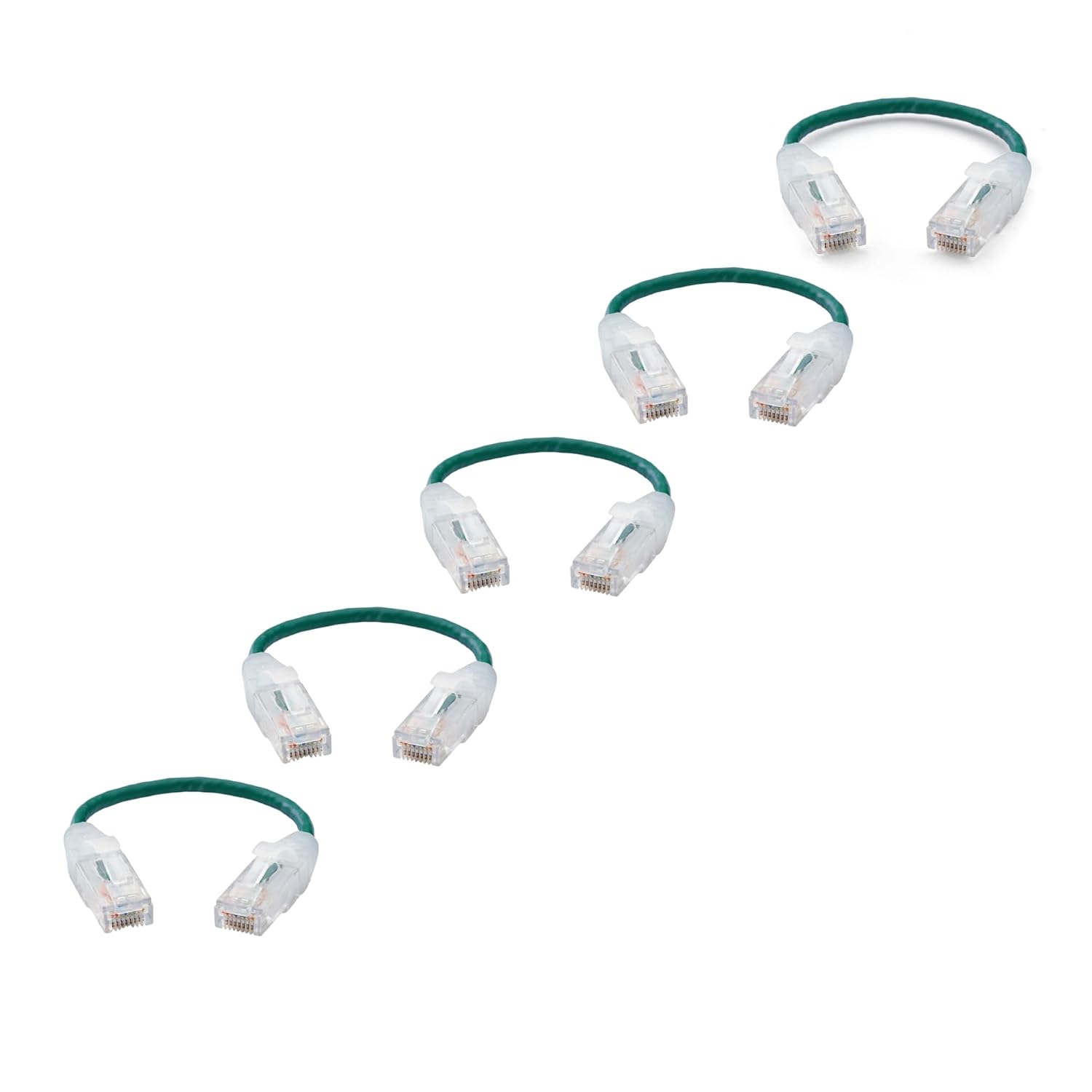 TRUECABLE Cat6 Component Rated Patch Cable, Unshielded (U/UTP), 6in, Green, 28AWG Solid Copper, Snagless 10G High-Speed Ethernet Cable, PoE++ 4PPoE 100W, UL Listed, RoHS-3, 5 Pack