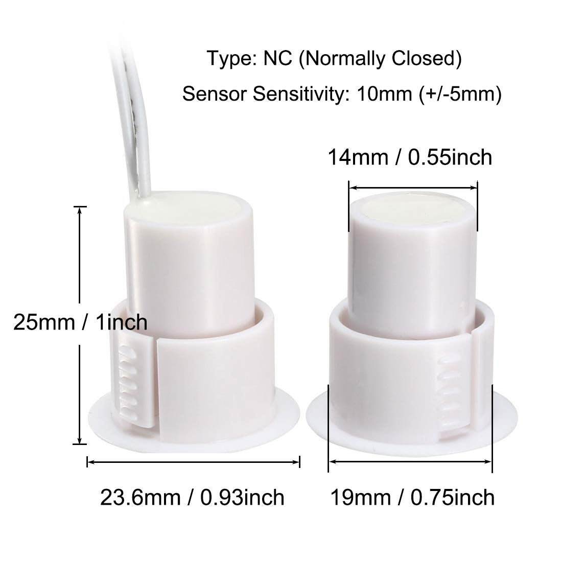 Magnetic Reed Switch RC-36 NC Recessed Wired Window Door Contact Sensor for Home Security and Burglar Alarm Systems 10 Pcs